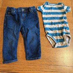 Boys 18M Carters Onesie And Jeans Outfit