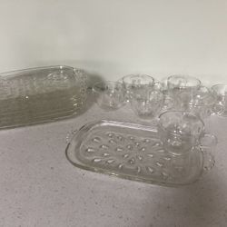 Vintage Crystal Hazel Atlas Teardrop Snack Tray & Cup 