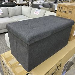 Grey Fabric Tufted Storage