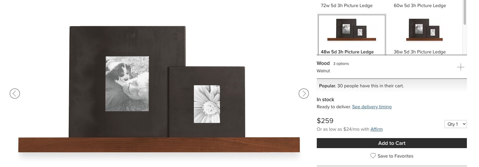 Room and Board Trace Picture Ledge