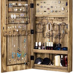 wood jewelry cabinet armoire with mirror