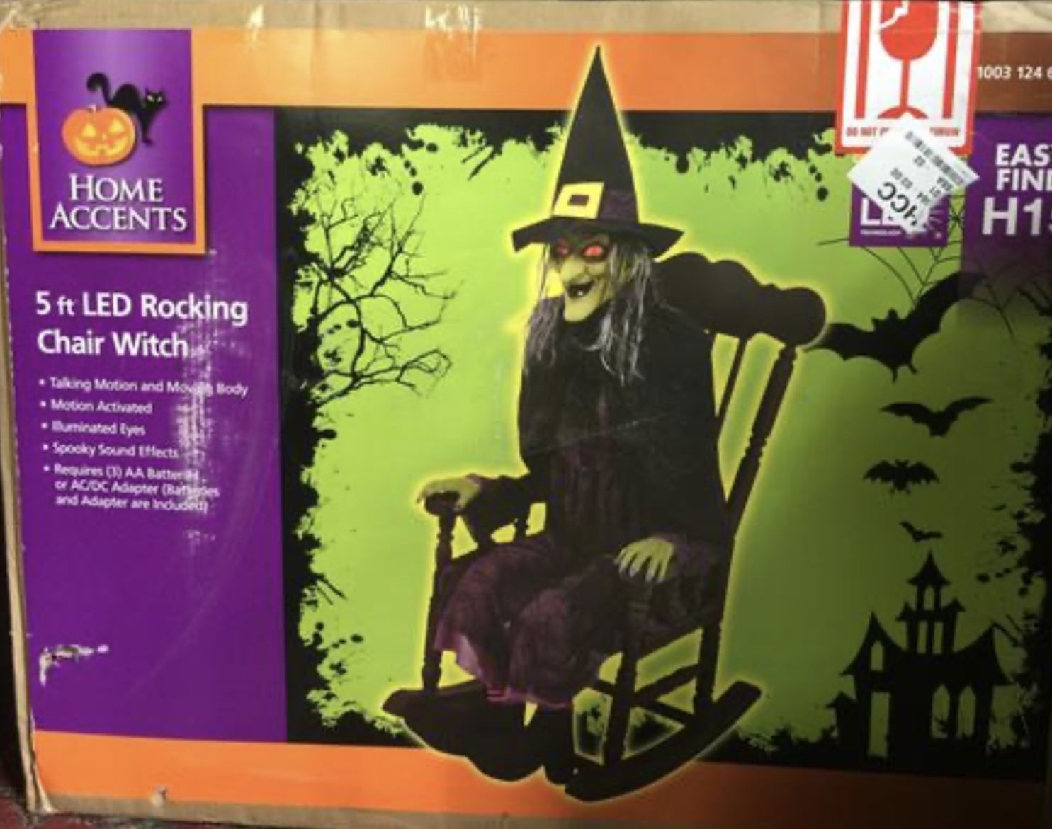 Halloween - 61 in. Animated Witch in Rocking Chair with LED Eyes