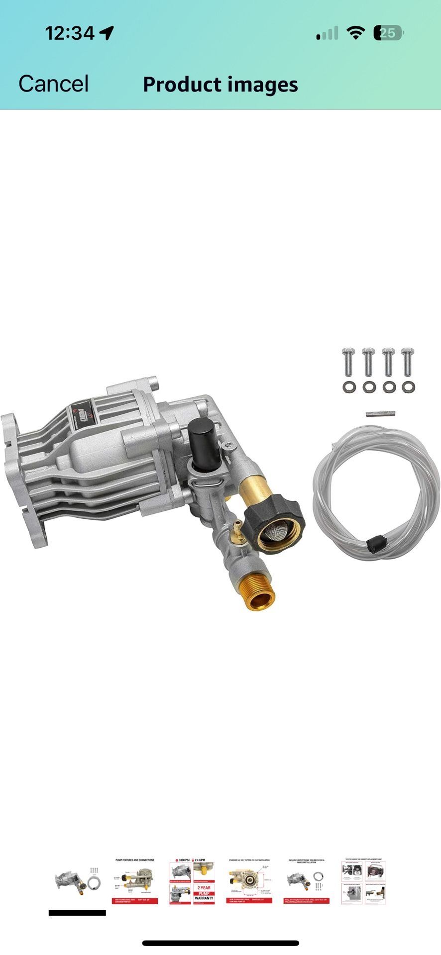 OEM Technologies 90028 Horizontal Axial Cam Replacement Pressure Washer Pump Kit, 3300 PSI, 2.4 GPM, 3/4" Shaft, Includes Hardware and Siphon Tube, fo