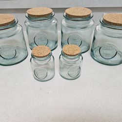 100% Authentic Recycled Glass W/ Cork Lids