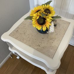 Side  Table With Marble Piece Top With Wood 