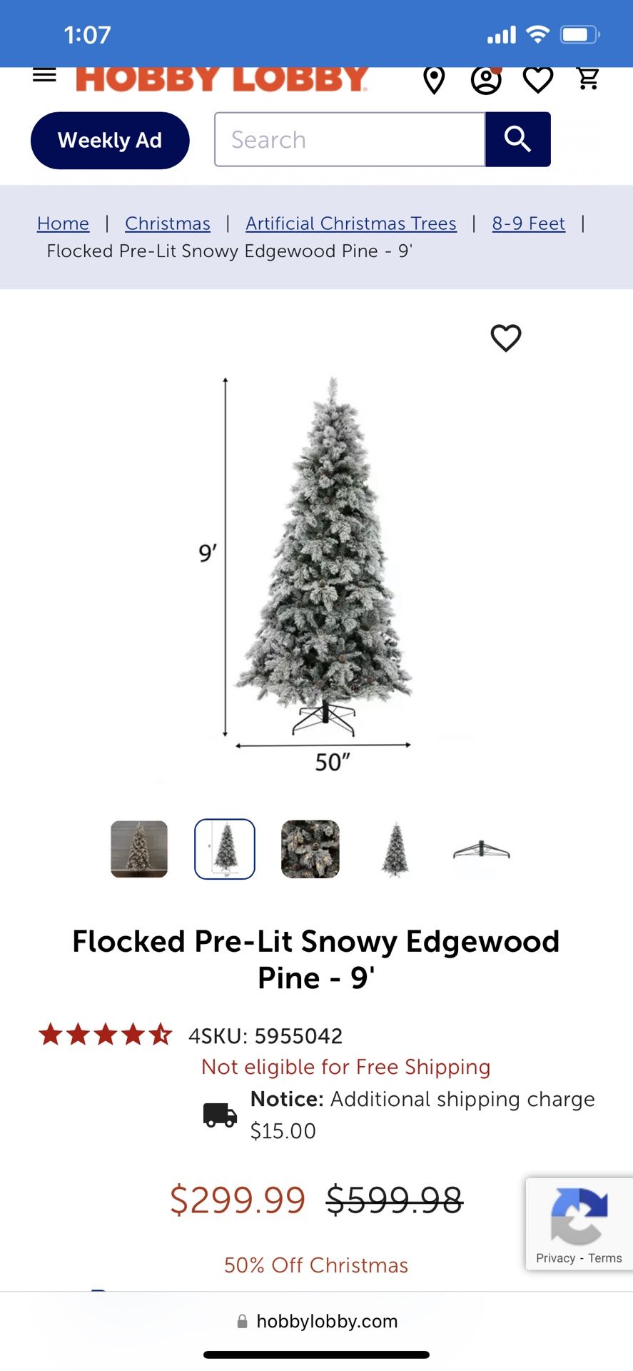 Hobby Lobby 9ft Flocked Christmas Tree for Sale in Visalia, CA OfferUp