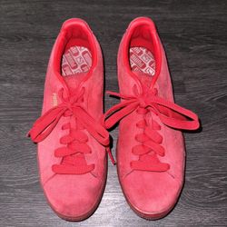 Womens Puma Red Suede Classic Plateau Shoes Size 10.5