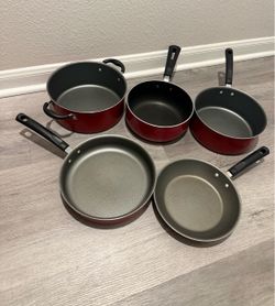 Tramontina 5Piece Non-Stick Cookware Set, Champagne/ Red + 1 Pc Werever