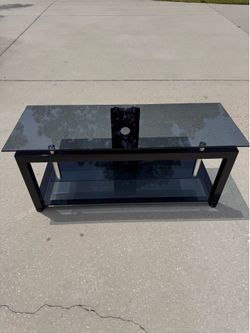 Modern Black Glass & Metal TV Stand / Entertainment Center – 52”