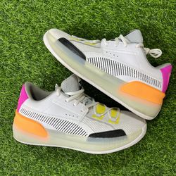 Puma Basketball Men's 8 Clyde Hardwood Retro Fantasy White Orange Pop Shoes