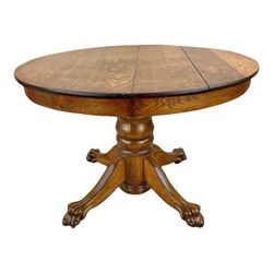 Antique Tiger Oak Claw Foot Dining Table