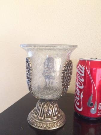 2 Pc. Potpourri or Votive Candle Holder in Crackle Glass Made in India