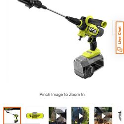 Ryobi Portable Power Washer With Battery And Charger And Carrier Bag