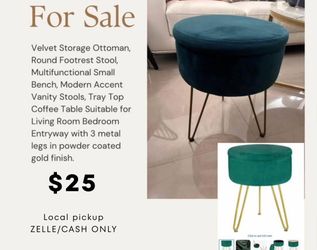 Velvet Storage Ottoman,
