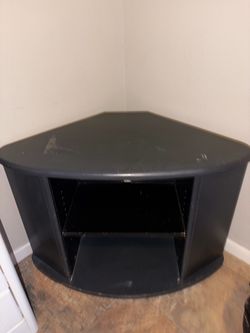 Black Corner TV Stand with Shelves