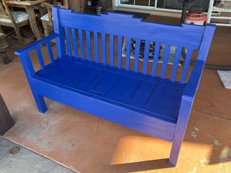 Blue wood bench
