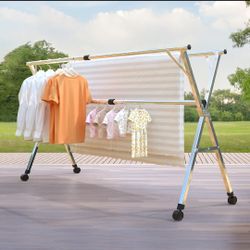 Stainless Steel Clothes Drying Rack with Wheels, No Assembly Required