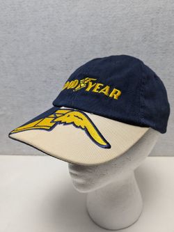 Goodyear Embroidered Hat Cap Mens Blue Yellow Gold Vintage VTG