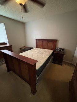Queen Wood Bed Frame with Mattress