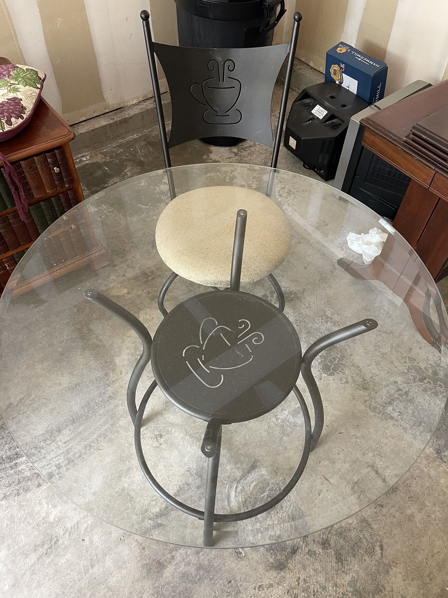 Glass table and chair