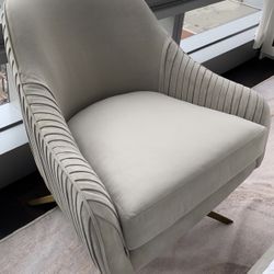 Beautiful Performance Velvet Swivel Chair With Gold Base Never Used!