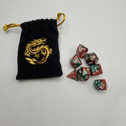 Full Dnd Dice Set Red And Green With Bag 