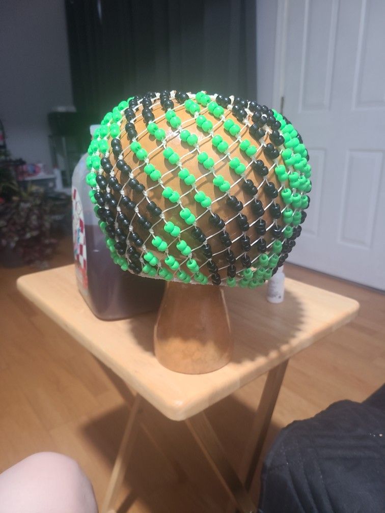 Green Beaded Shekere, Rhythm Gourd Instrument, Unique Musician Gifts,