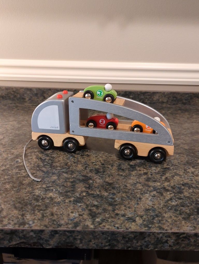 Janod Wood Kids Toy. Car Carrier. Truck