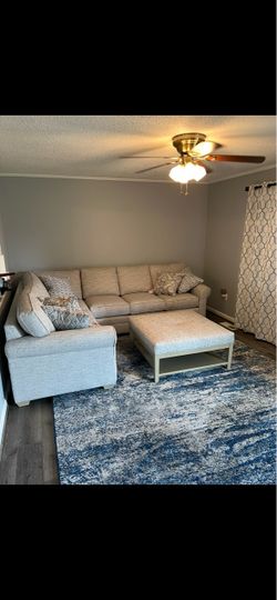 Light Gray Fabric Sectional Sofa with Ottoman