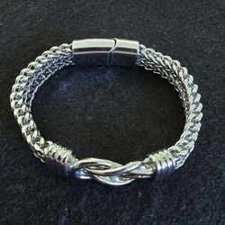 Stainless Steel Double Row Buckle Bracelet 