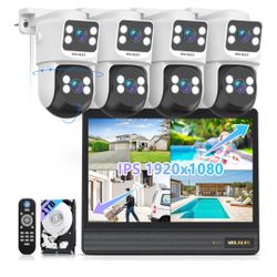 ☆ 【All-in-One Security System】 4K Wired Security Camera System, Outdoor POE PTZ IP Cameras, Home Video Surveillance Camera Systems