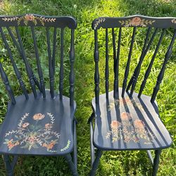 Pair Of Vintage Handpainted Chairs