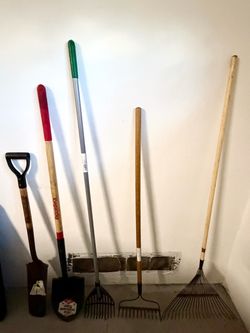 Set of All Five Shovels and Rakes