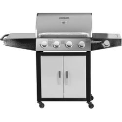 MASTER COOK Outdoor Propane Gas Grill, 4-Burner Gas Grill with Side Burner Liquid Propane Gas Grill BBQ Gas Grill 