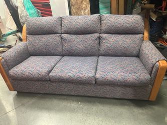 3-Seat Sofa Bed with Wood Arms