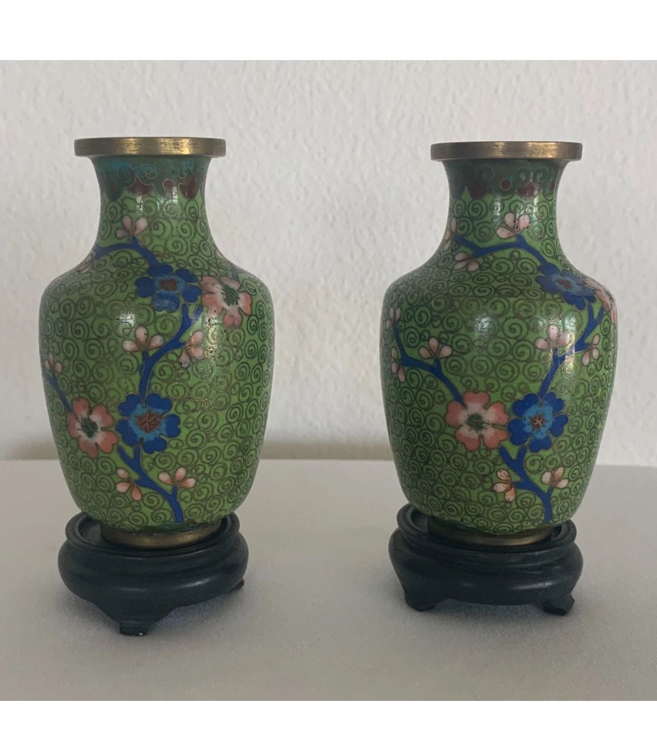 Two Antique Miniature Closonier Vases