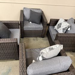 Grey Outdoor Patio Furniture Set Chairs Assembled