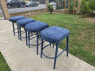 Chenille Upholstered Backless Bar Stool (Millburry Blue, No Assembly Required)