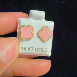 14k Van Cleff 🍀 Earrings / Aretes De Clover 