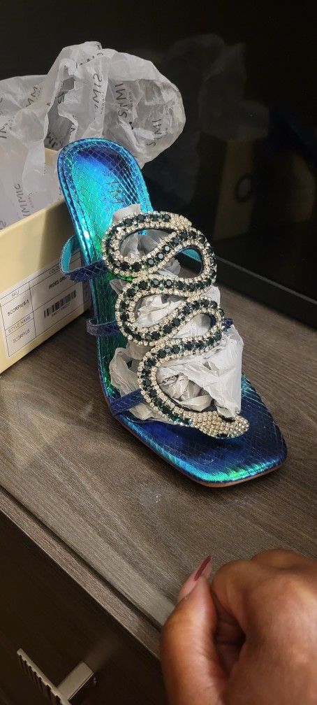 High Heel Snake Shoe (Green,Blue,Silver)