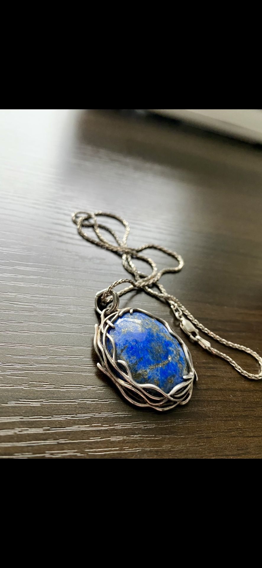 Lapis Lazuli Beautifully Accented- Handmade Sterling Silver Pendant Necklace