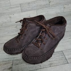 Skechers Bikers Totem Pole Brown Choc Suede Ankle Boot Memory Foam Ladies Sz 5.5