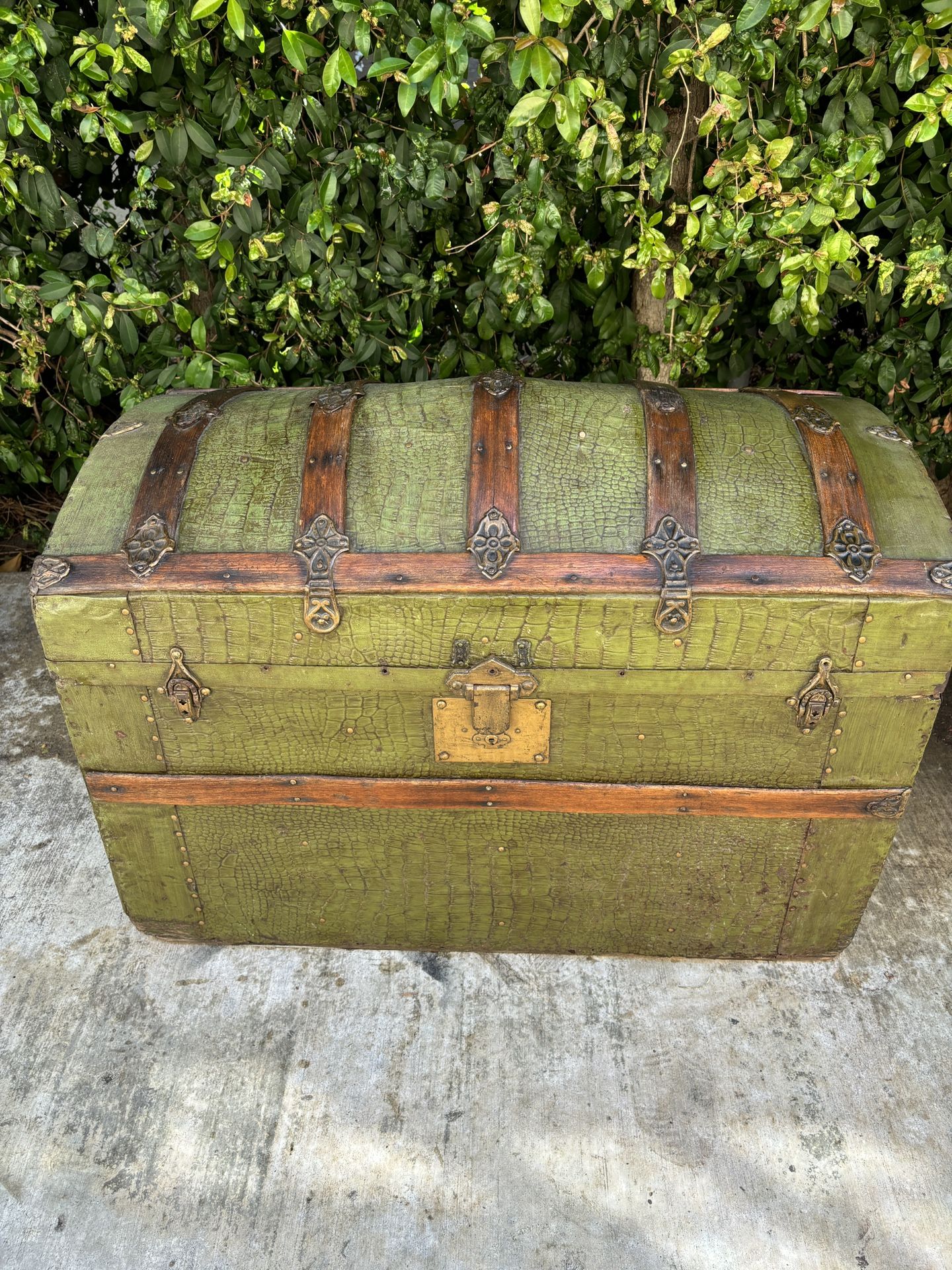 Antique Steamer Wooden Camelback Chest or Trunk