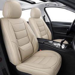 Universal Hoozoom Car Seat Covers *2 Front* PU Leather Beige