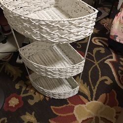 Wicker Shelves White Multi Useful