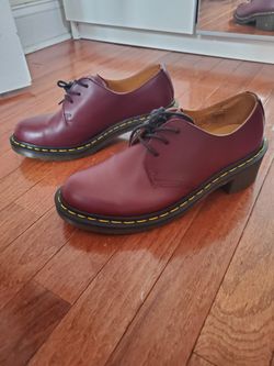 Dr. Martens Leather Platform Burgundy Shoes