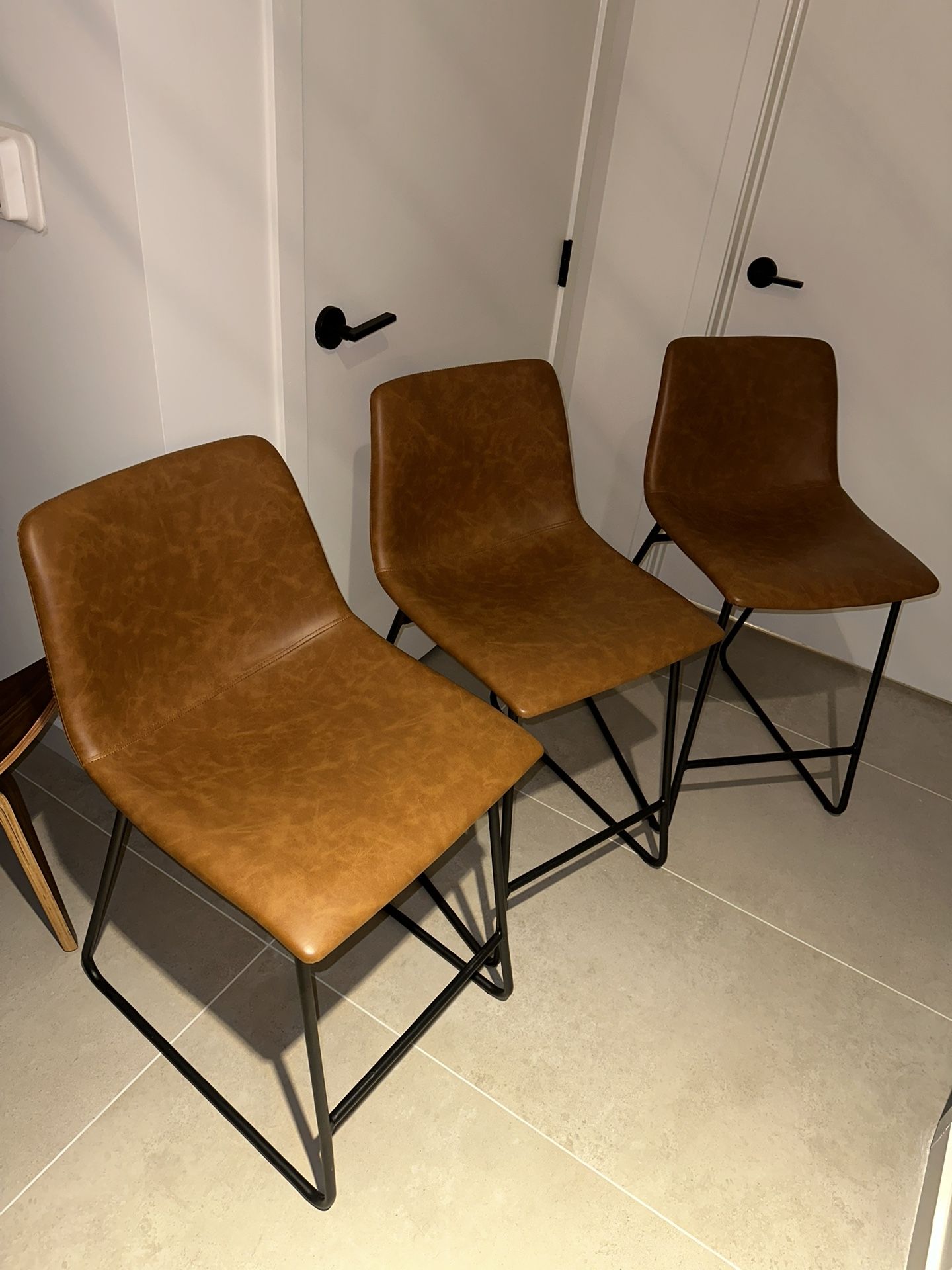 Counter Height Stool - Caramel Faux Leather