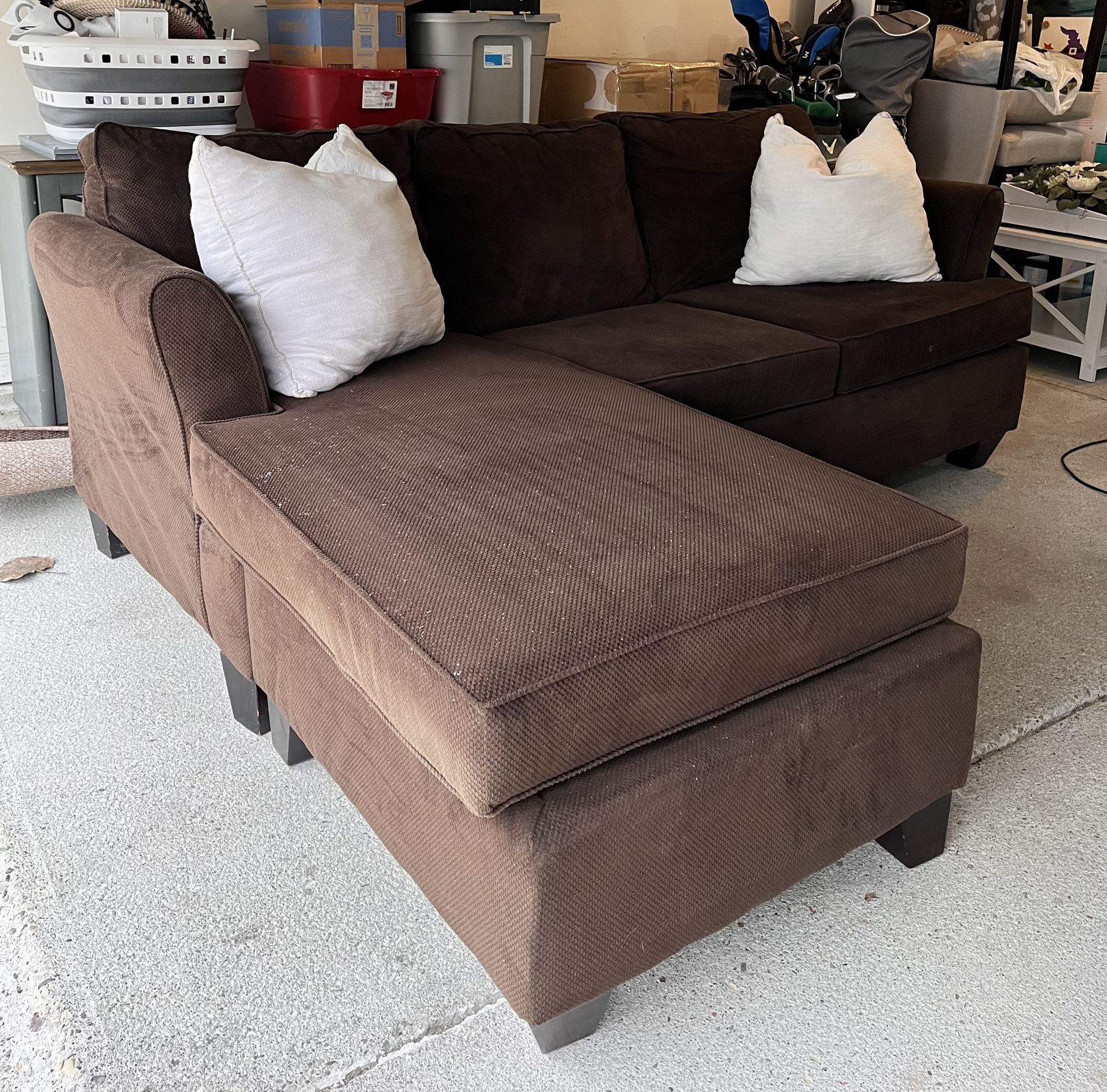 Brown Sectional Sofa with Chaise