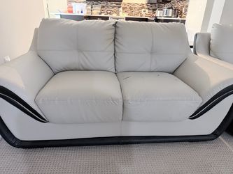 Matching Gray Faux Leather Loveseat Set - 2 Piece