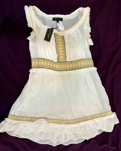 Max Studio White dress with golden accents - size L